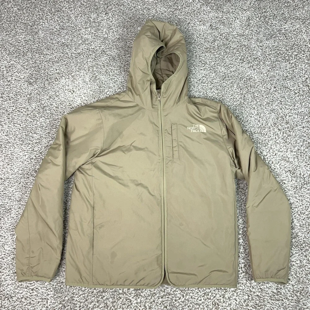 The North Face Jacket Mens Large Beige Hooded Insulated Puffer Full Zip Winter